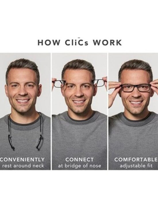 Clic Brooklyn Magnetic Reading Glasses with Adjustable Band, Matte Grey, 1.75x main image 2